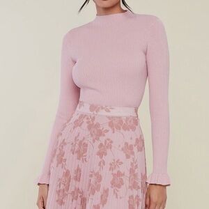 RACHEL PARCELL Flare Sleeve Mock Neck Sweater